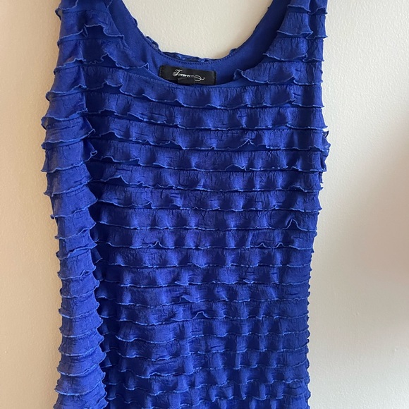 Blue Ruffled Sleeveless Top - Picture 2 of 4